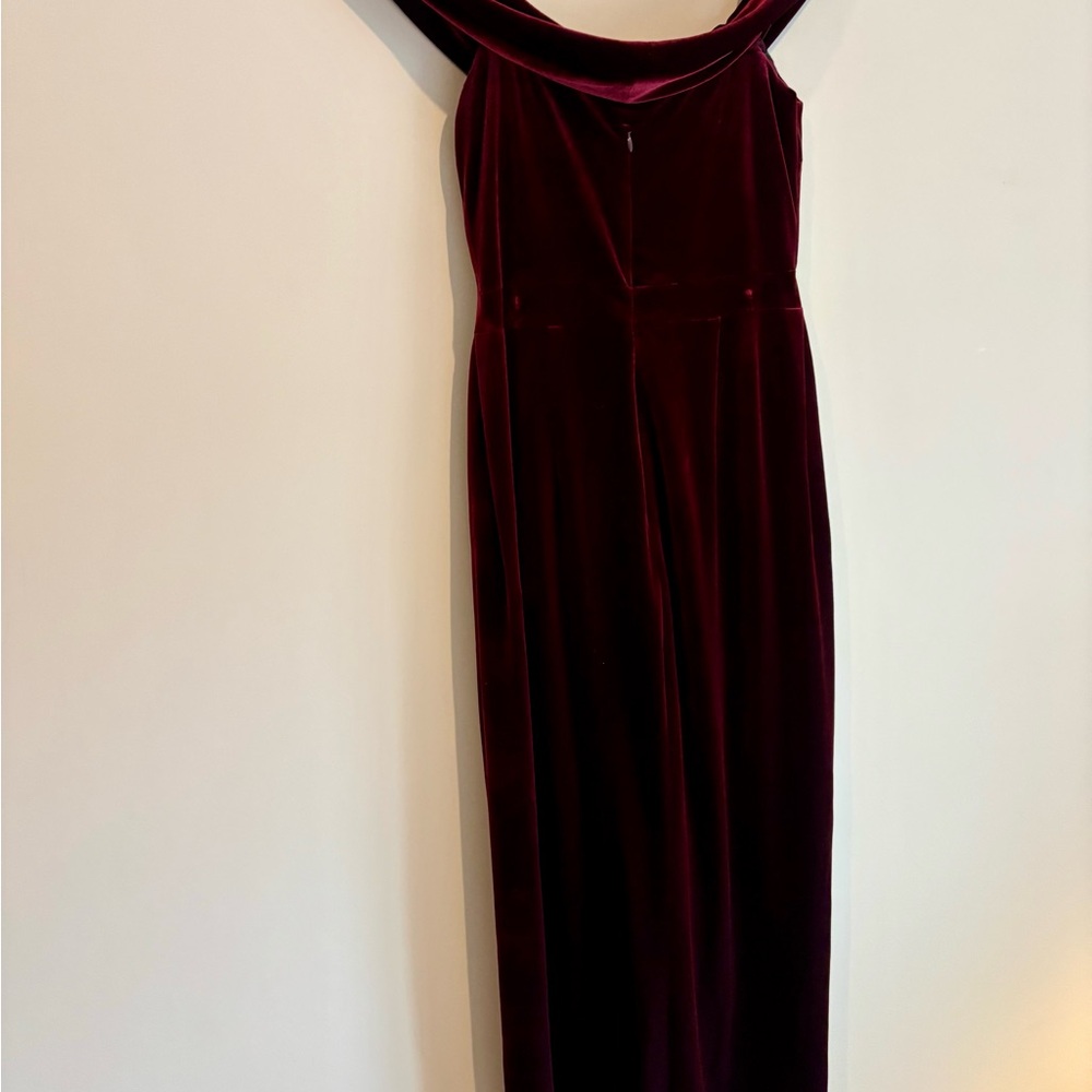 BHLDN Elegant Off-Shoulder Burgundy Dress - Picture 4 of 9